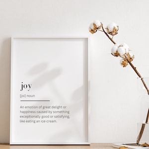 Joy Definition Print, Joy Print, Definition Wall Art, Dictionary Printables, Definition Print, Definition Wall Art