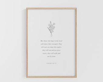 Isaiah 40:31, But Those Who Hope in the Lord Will Renew Their Strength, Bible Verse Printable, Scripture Printable Wall Art, Scripture Print