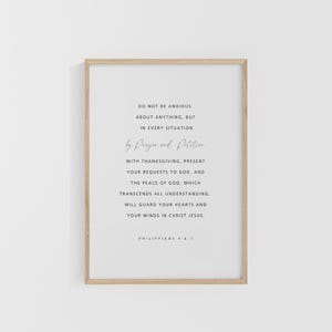 Philippians 4:6-7, Do Not be Anxious About Anything, Bible Verse Printable, Modern Christian Print, Scripture Prints