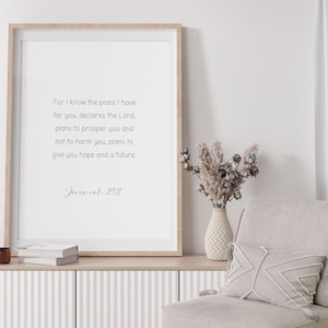 Jeremiah 29:11 Print, For I Know the Plans I Have for You, Scripture Printable Wall Art, Bible Verse Printable, Jeremiah Poster