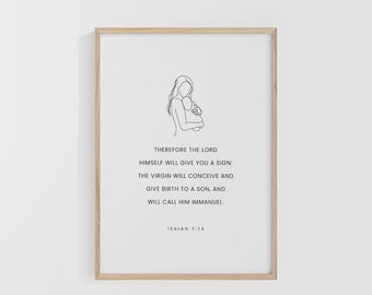 Isaiah 7:14, Christian Christmas Bible Verse Art (Digital Download)