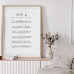 Psalm 16, Keep Me Safe My God, Scripture Printable Wall Art, Bible Verse Printable, Psalm Poster, Modern Bible Verse Art