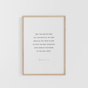 Romanos 15:13, Que o Deus da Esperança o Encha, Versículo da Bíblia para Imprimir, Arte de Parede para Imprimir com Escrituras, Arte de Parede com Versículo da Bíblia, Decoração com Versículo da Bíblia
