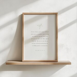 Psalm 51:10-12, Create in me a Pure Heart O God, Bible Verse Printable, Scripture Printable Wall Art, Modern Christian Print, Bible Quotes