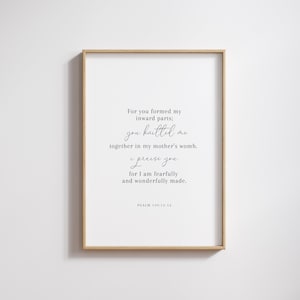 Psalm 139:13-14, I Am Fearfully and Wonderfully Made, Modern Bible Art, Scripture Printable Wall Art, Christian Decor
