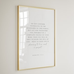 Romans 12:2, Do Not Conform to The Standards of This World, Bible Quote Poster, Scripture Printable Wall Art, Modern Scripture Wall Art