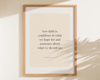 Hebrews 11:1, Faith is Confidence in What We Hope For, Bible Verse Printable Wall Art, Minimalist Scripture Print, Christian Home Decor