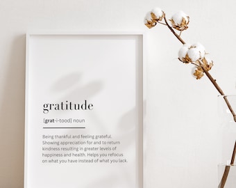 Gratitude Definition Print, Gratitude Wall Art, Dictionary Art Print, Definition Printables, Dictionary Printable, Definition Wall Art