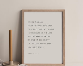 Salmo 27:4, Habitad en la casa del Señor. Arte bíblico (descarga digital), póster del salmo, arte bíblico moderno, versículo bíblico para imprimir.
