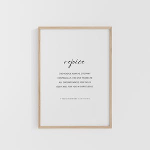 1 Thessalonians 5:16-18, Rejoice Always, Pray Continually, Bible Verse Printable, Scripture Home Decor, NIV Digital Print, Scripture Print