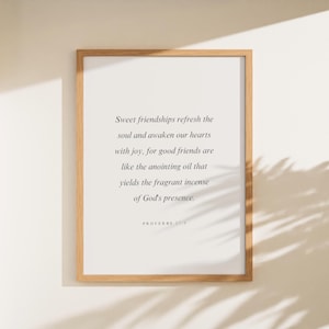 Proverbs 27:9, Sweet Friendships Refresh the Soul, Scripture Wall Art, Bible Verse Printable, Christian Friendship Gift, Gift for Friend