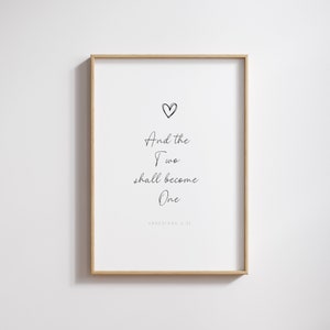 Ephesians 5:31 Print, And the two shall become one, Ephesians Printable, Christian Wedding Gift, Christian Wedding Decor, Marriage Gifts