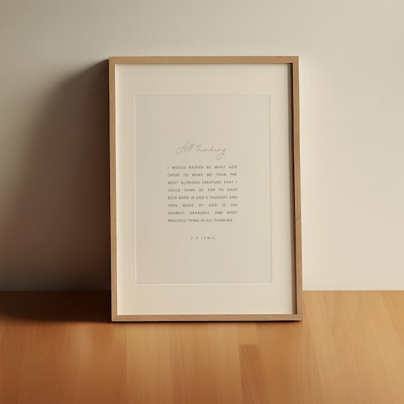 C.S Lewis Quote Print, I Would Rather be what God Chose to Make me, Minimal Quote, Nursery Quote Print, Inspiration Quote Print