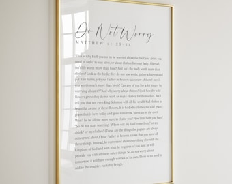 Matthew 6:25-34, Do Not Worry, Matthew 6 Prints, Scripture Printable, Bible Verse Wall Art Download, Christian Wall Decor