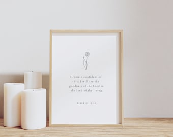 Psalm 27:13-14, Goodness of the Lord, Scripture Printable Wall Art, Bible Verse Printable, Minimal Christian Wall Art, Christian Home Decor