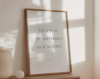 Salmo 23:1, El Señor es mi pastor, Imprimible cristiano moderno, Versículo bíblico para imprimir, Láminas con versículos bíblicos, Decoración cristiana para el hogar