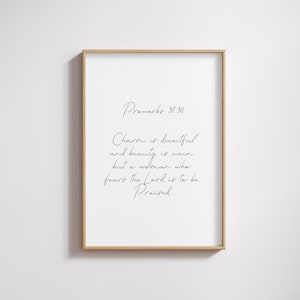 Proverbs 31:30, Proverbs 31 Woman, Proverbs 31 Printable, Proverbs Poster, Bible Verse Poster, Bible Gift For Women