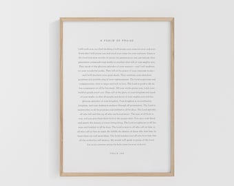 Salmo 145, Te exaltaré, mi Dios, Rey, Salmo de alabanza, Versículo bíblico imprimible, Impresión de salmos, Impresiones de las Escrituras, Decoración cristiana para el hogar