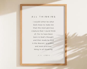 C.S Lewis Quote Print, I Would Rather be what God Chose to make me, Nursery Quote Prints, Minimal Quote, Nursery Gift, Inspirational Quote