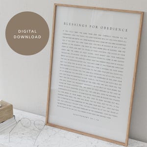 Deuteronomy 28:1-14, Blessings For Obedience, Bible Verse Printable, Modern Christian Wall Art, Scripture Print, Christian Home Decor