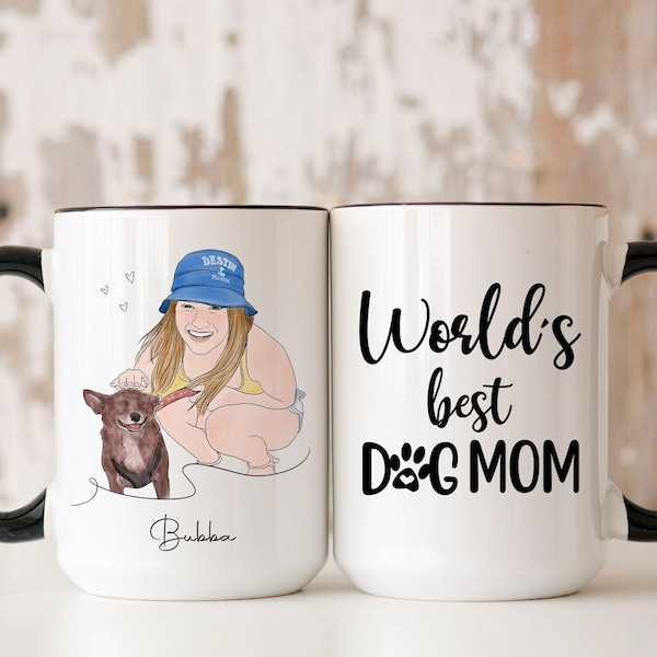 Personalized Pet Mug, Dog Mom Mug, Dog Watercolor Mug, Pet Illustration, Hand Drawn Dog Portrait, Custom from Photo