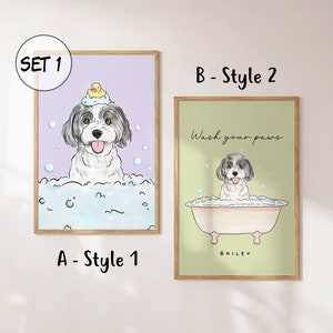 Custom Pet Portrait, Funny Pet Bathroom Art Print, Pet in Bathtub, Kids Bathroom Wall Art, Personalized Pet Gift, Bathroom Wall Art