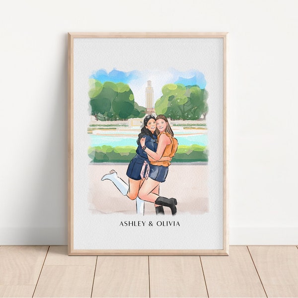 Personalized Watercolor Painting From Photo, Custom Painting, Best Friend Photo Portrait, Best Friend Gift, Friendship Print, Couple Art