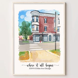 Custom Watercolor Portrait from Photo, Watercolor First Date, Where It All Began, Anniversary Gift, Our First Date Location, Gift for Him