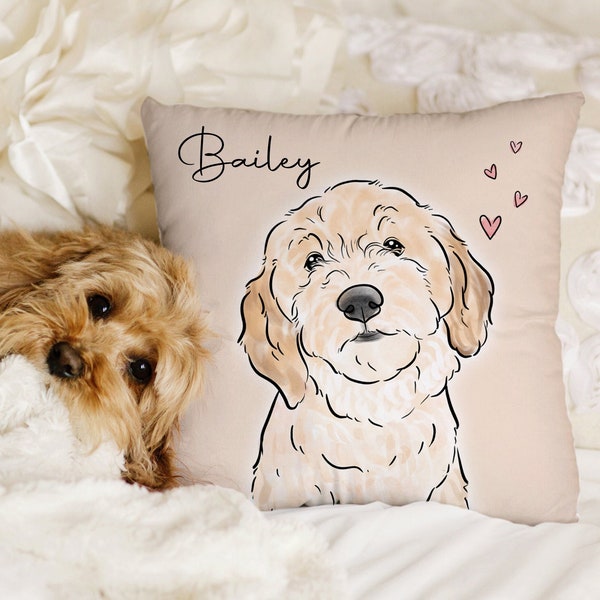 Custom Pet Pillow, Dog Drawing From Photo, Personalized Cat Pillow, Personalized Dog Pillows, Dog Memorial Gift, Pet Pillow Using Pet Photo