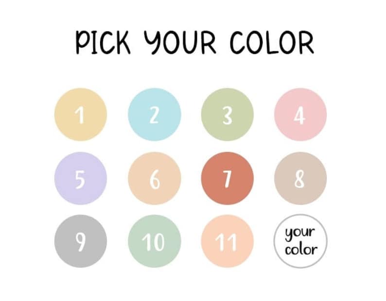 Pu&ograve; includere: Una cartella con 11 campioni di colore numerati da 1 a 11. La cartella &egrave; intitolata "Scegli il tuo colore".