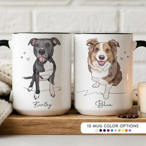 Custom Pet Portrait Mug, Personalized Watercolor Dog Cat Coffee Mug, Dog Mom Mug, Pet Lover Gift