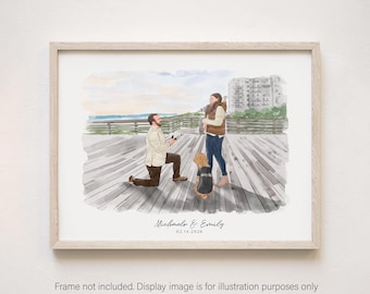 Custom Engagement Portrait, Watercolor Couple Painting From Photo, Personalized Engagement Gifts for Couple, Bride To Be Gift Art