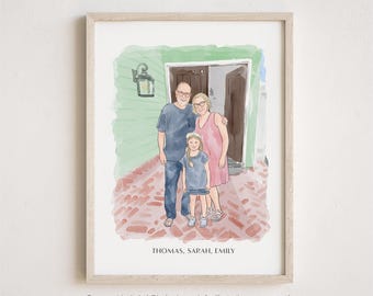 Custom Grandpa Portrait, Watercolor Grandfather Portrait from Photo, Grandparents Memorial Art, Gift from Grandkids