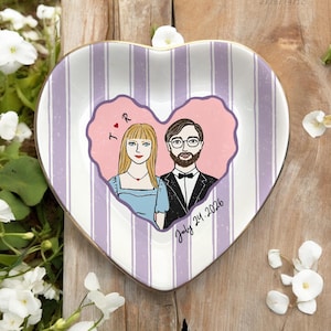 Custom Engagement Ring Dish, Personalized Proposal Portrait Ring Dish, Engaged Jewelry Tray, Trinket Tray for Couples, Engagement Gift immagine 4