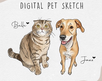 Custom Pet Portrait, Dog Portrait from Photo, Pet Outline Drawing, Simple Dog Sketch, Digital Printable Dog Wall Art