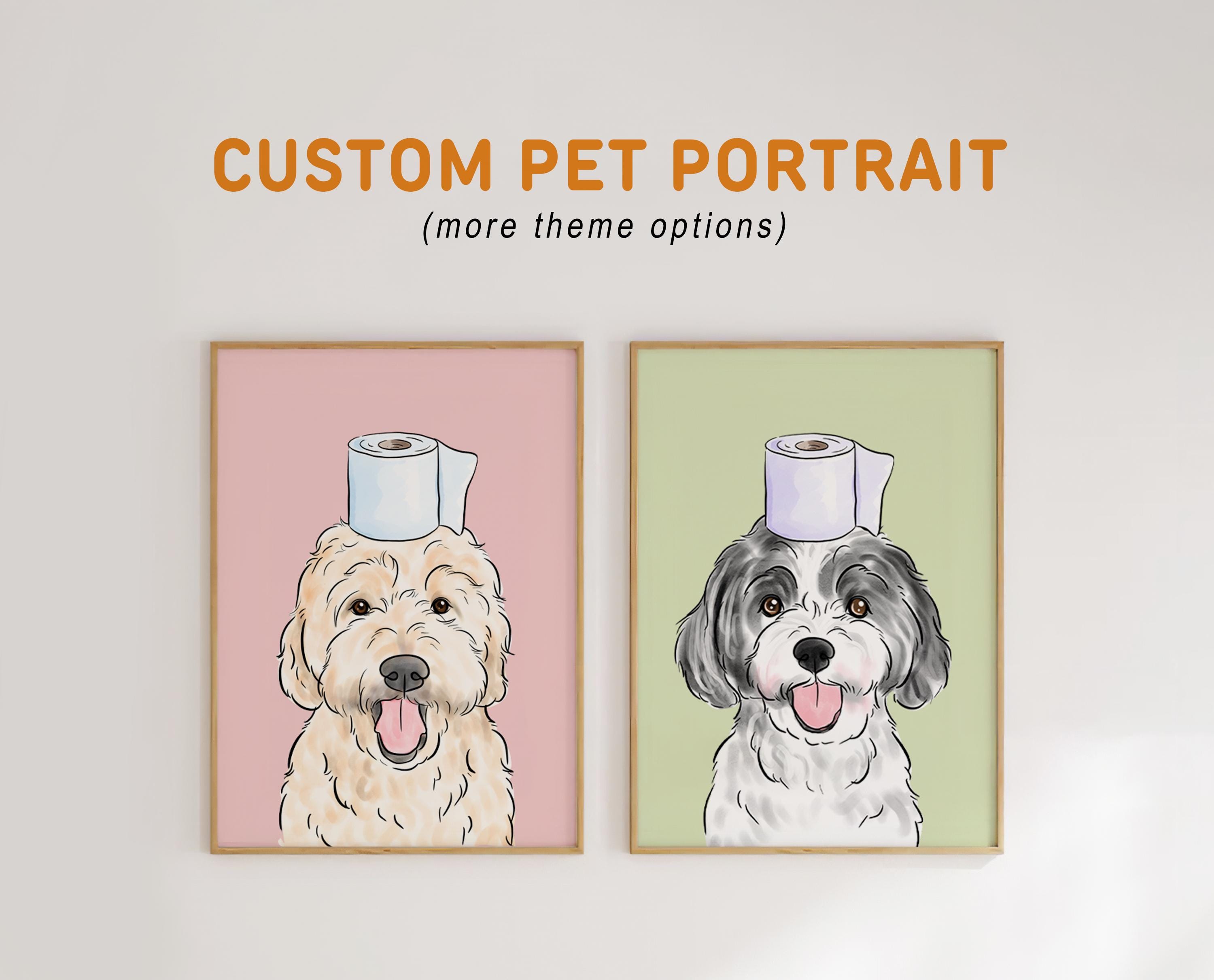 Custom Pet Portrait From Photo, Dog in Toilet Print, Dog Watercolor Wall Art, Pet Bathroom Print, Funny Bathroom Signs, Bathtub Poster