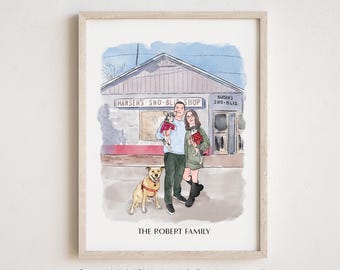 Custom Watercolor Portrait, Family Portrait From Photo, Custom Couple Illustration, Wedding Painting, Anniversary Gift, Engagement Gift