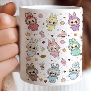 Taza de cerámica de 11 oz con diseño de criatura élfica K-POP de Labubu Monster Elves, estilo C