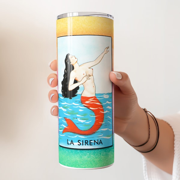 LA SIRENA The Mermaid Loteria Mexican Lottery 20 oz Skinny Tumbler