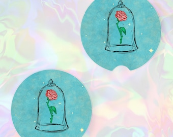 Enchanted Rose, neopreen onderzetters voor in de auto, vrachtwagen of thuis