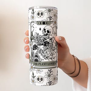 Carta de Tarô Caveira Amante de Plantas, Copo Térmico de 20 oz, Amante de Plantas, Amante de Cactos, Amante de Suculentas, Jardinagem