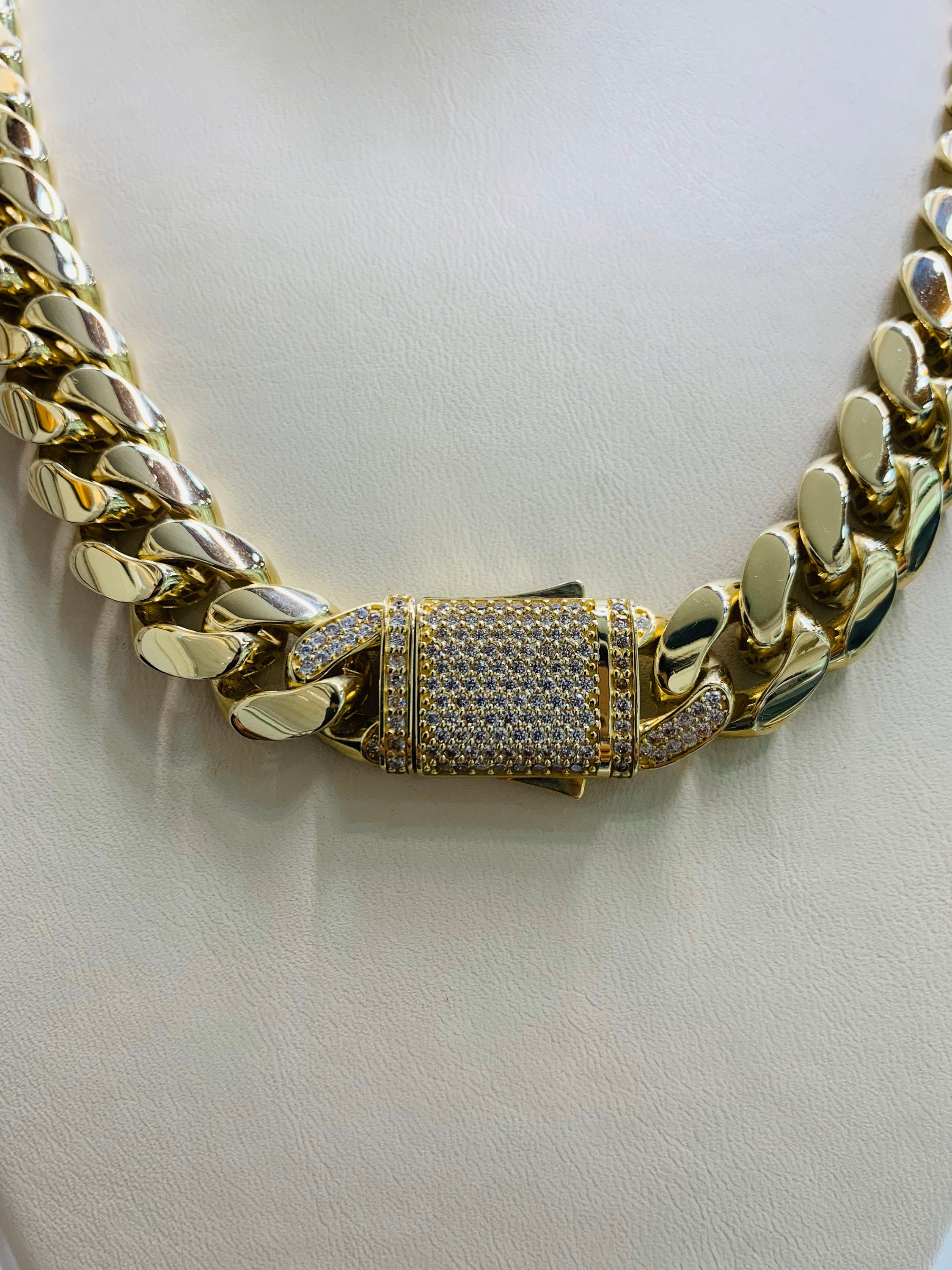 Real 14k Solid Yellow Gold 14 Mm Miami Cuban Link Chain Necklace, Real ...