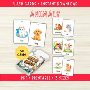Tarjetas didácticas de 80 animales para Montessori, material educativo para el aula, tarjetas didácticas para profesores, tarjetas imprimibles en PDF para niños en edad preescolar para mamá