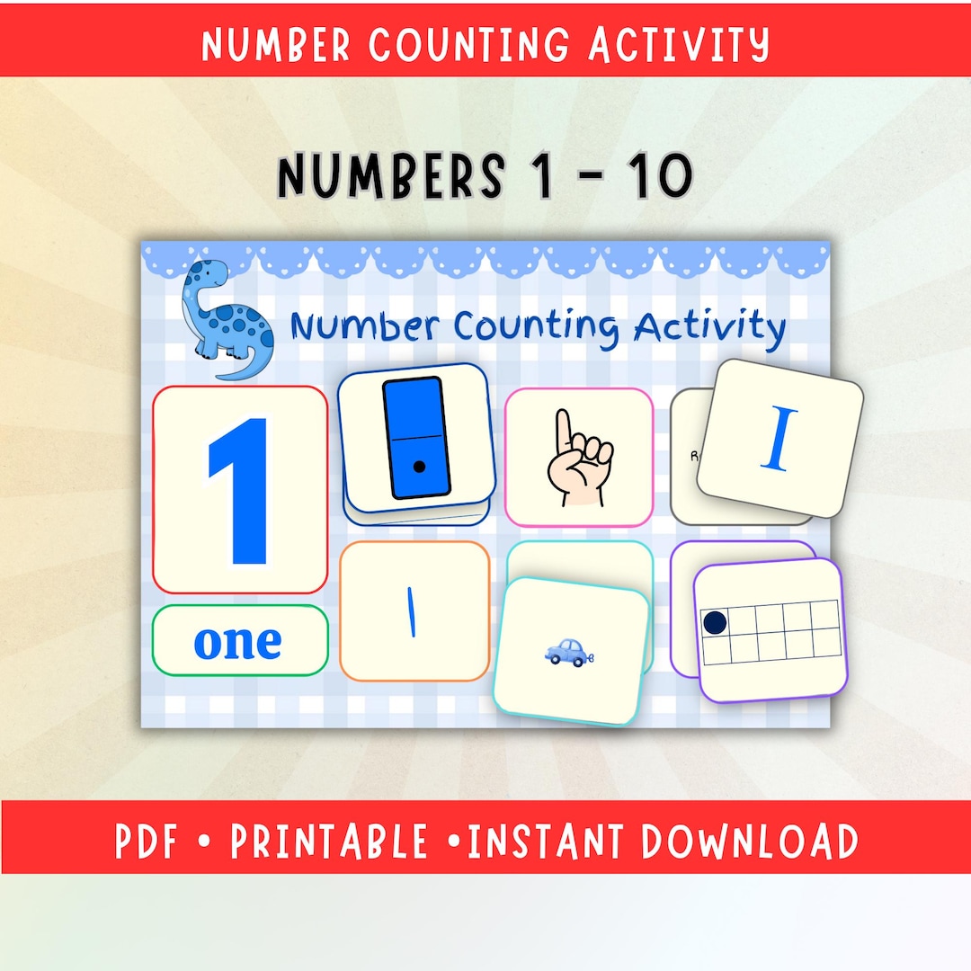 Counting Numbers Blue Number Counting Blue Montessori Educational Preschool Learning ...