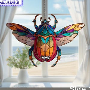 Scarab Beetle Acrylic Window Hanging Ornament, Egyptian Beetle Suncatcher Decor, Spiritual Insect Art Gift, Boho Home Window Decoration
