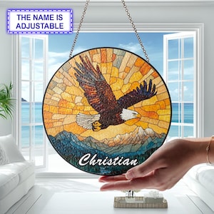 Eagle Stained Glass Suncatcher,  Room Decor Sun Catcher, Eagle Home Decor, Eagle Suncatcher Hanging Sign, Gift for her, Gift for him.
