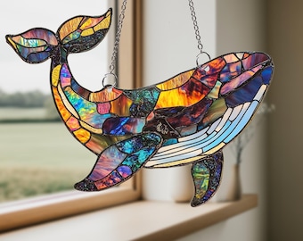 クジラの窓用吊り下げアクリルオーナメント、海好きの方へのギフト、2D