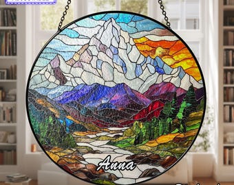 カスタムネーム入りエベレストステンドグラスサンキャッチャー