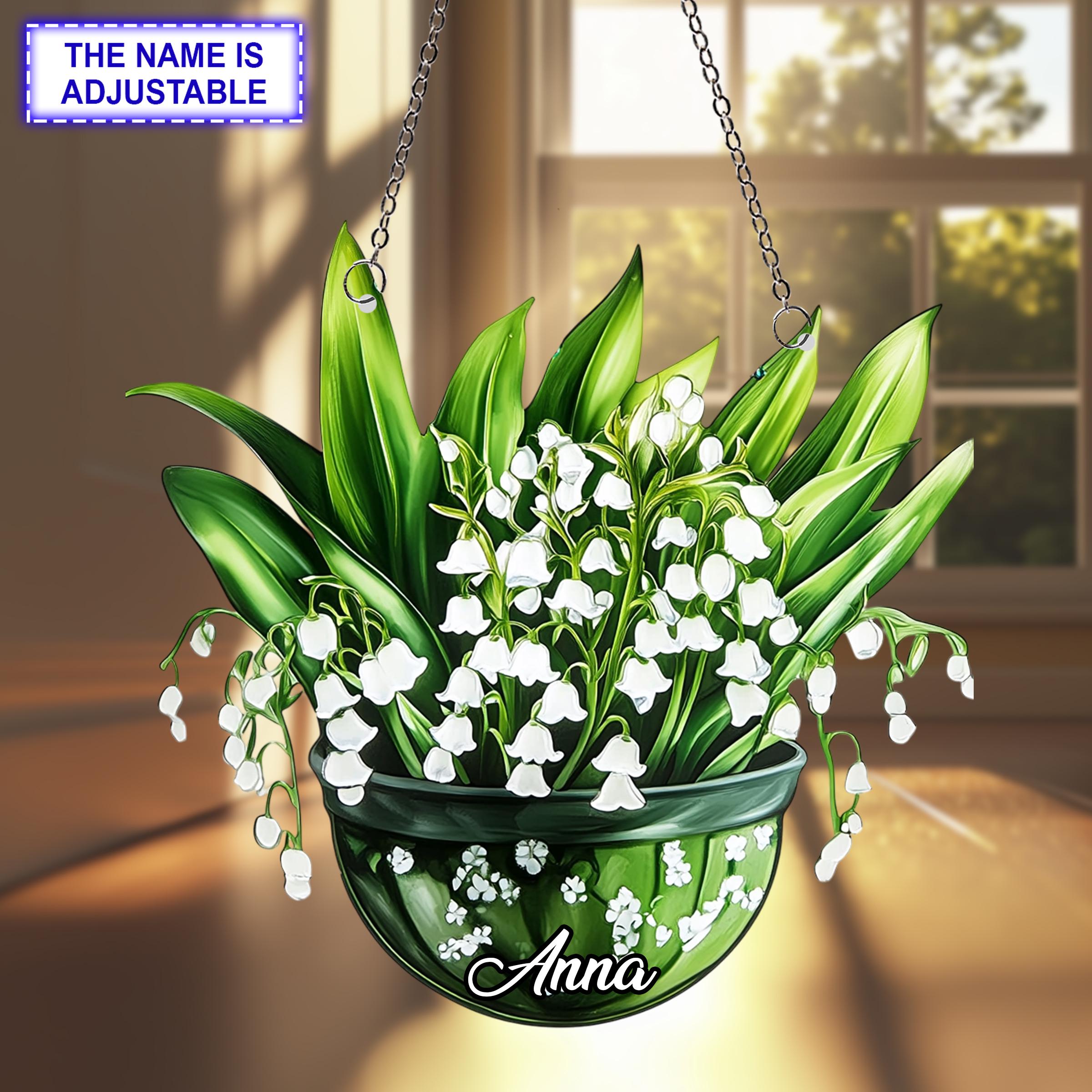 Lily of the Valley Window Hanging Acrylic Ornament, Floral Gift, 2D Flat Decor, Flower Art, Home Window Decoration