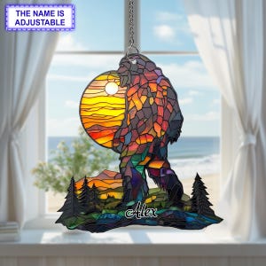 Bigfoot Acrylic Suncatcher, Sasquatch LightCatcher, Bigfoot Lover Cryptozoology Creature,  Flat 2D Suncatcher, Sasquatch Acrylic Suncatcher
